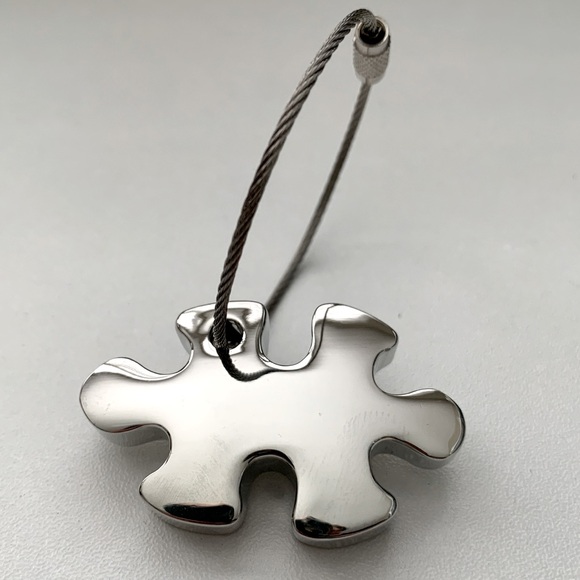 Silver Puzzle Piece Keychain Keyring - Picture 3 of 6